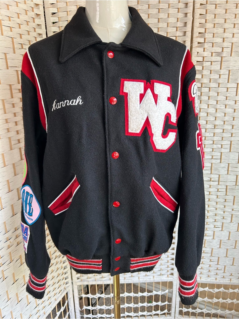 ROCK CREEK ATHLETICS Varsity Letter Jacket 2017 Women’s Small Red Black Dance WC